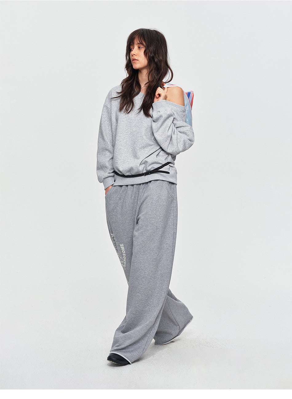 MADWITCH DISTRESSED GRAPHIC WIDE-LEG SWEATPANTS #C1035