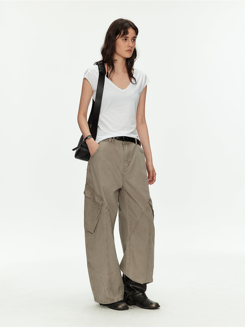 MADWITCH VINTAGE WASHED CURVED CARGO PANTS #K701