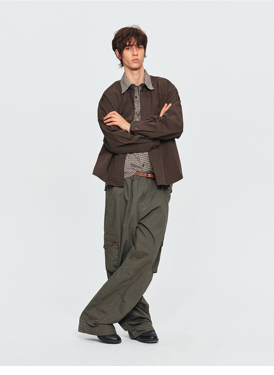 MADWITCH LAYERED PLAID OVERSIZED SHIRT #991513