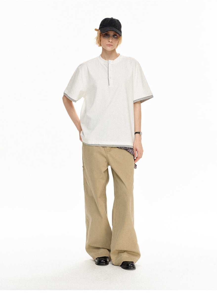 MADWITCH VINTAGE HENLEY FAUX LAYER TEE N2013 - MadWitch Store