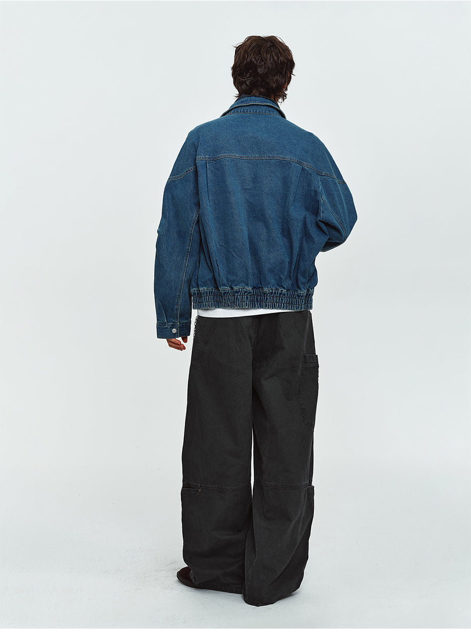 MADWITCH ELASTIC-HEM POCKETED COLLARED DENIM JACKET #AW26151