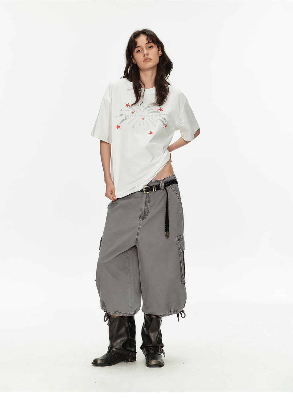 MADWITCH DRAWSTRING CARGO CROP PANTS #CK3510D