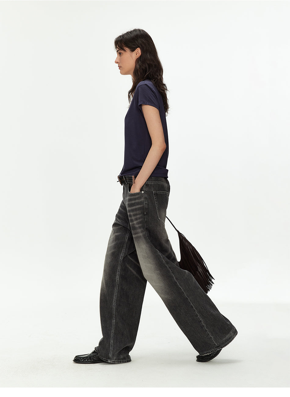 MADWITCH VINTAGE WASHED GRADIENT WIDE JEANS #GPC9805