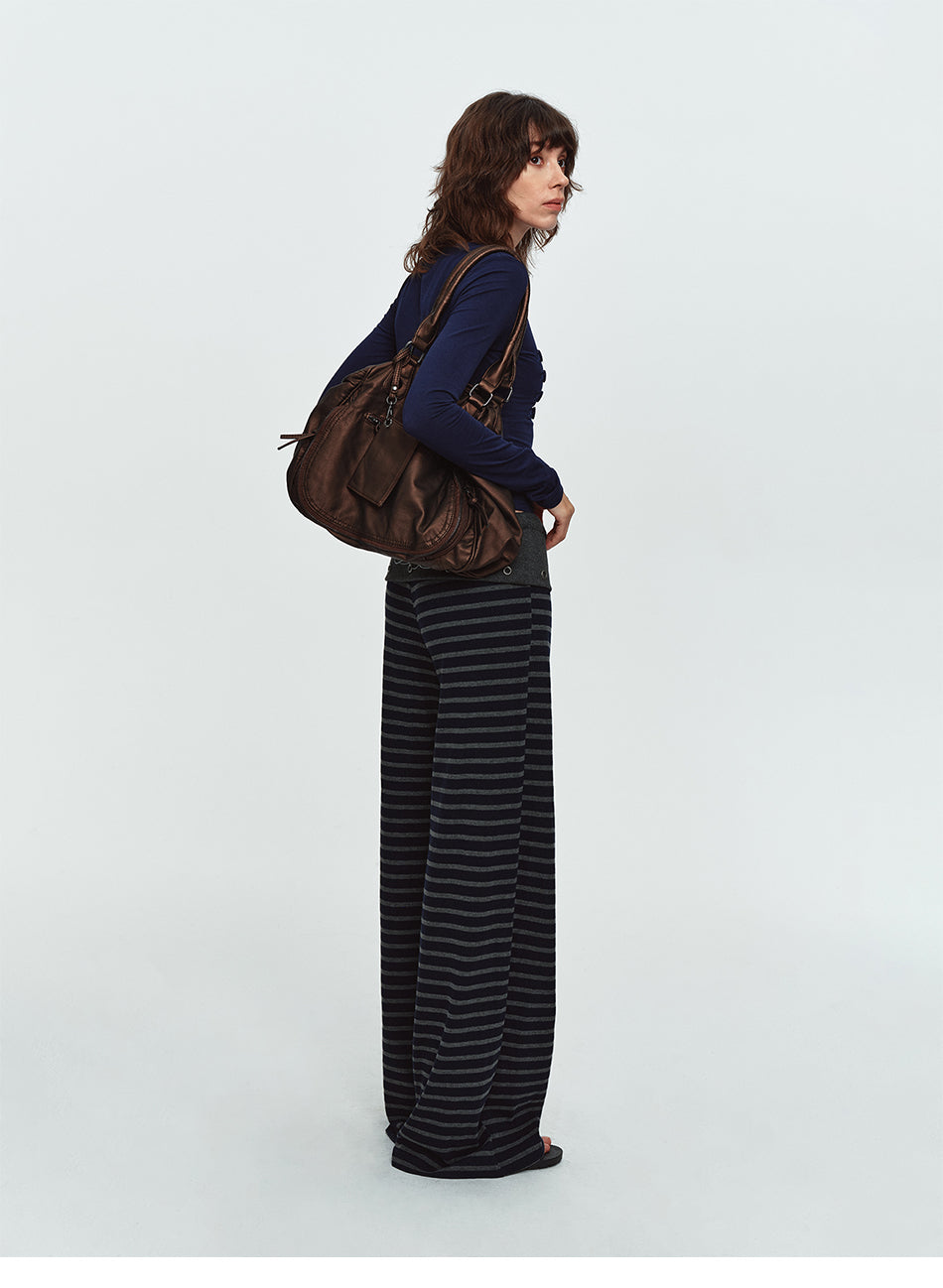 MADWITCH STRIPED STUDDED WIDE-WAISTBAND SWEATPANTS #C2026373