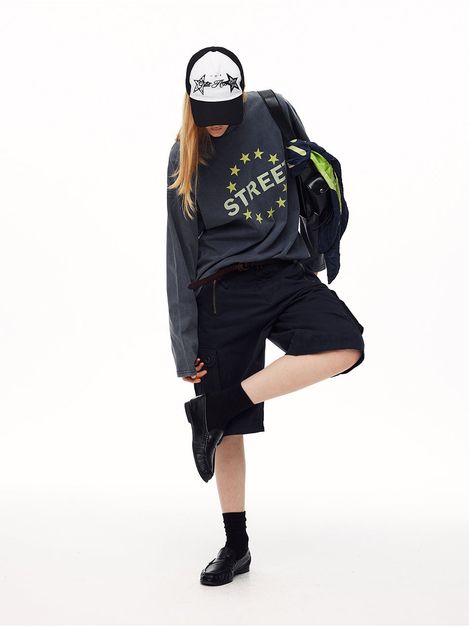 MADWITCH VINTAGE ZIP-POCKET CARGO CAPRI PANTS #A633