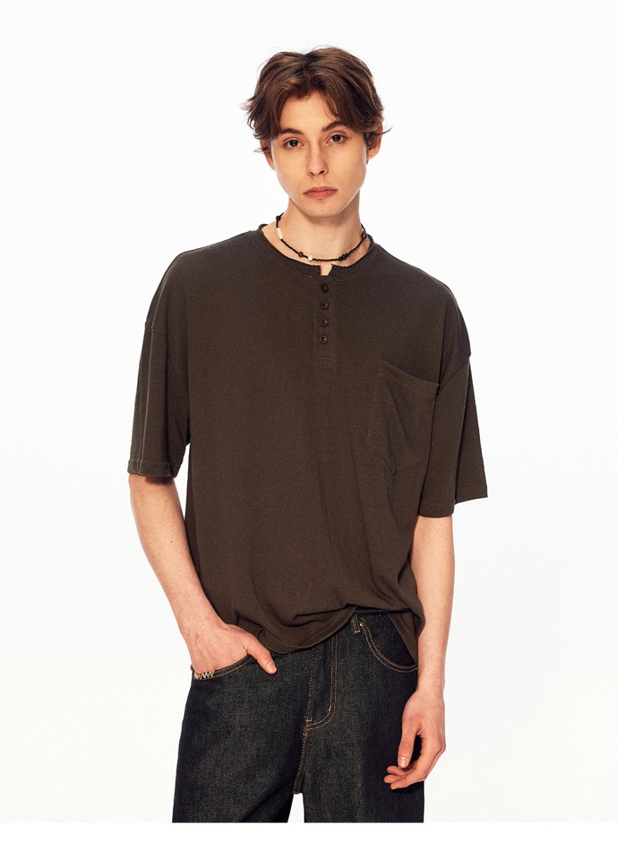 MADWITCH HENLEY LINEN RELAXED TEE UTU055 - MadWitch Store