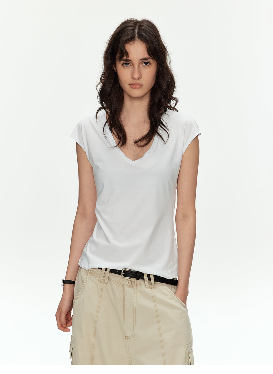 MADWITCH MODAL V-NIP CROP TEE #L0209