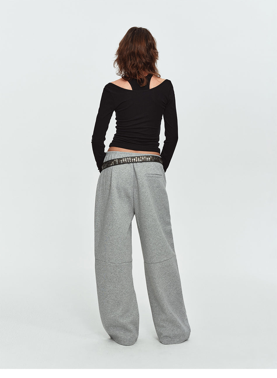 MADWITCH BUTTON-POCKET DRAWSTRING WIDE-LEG SWEATPANTS #C1079