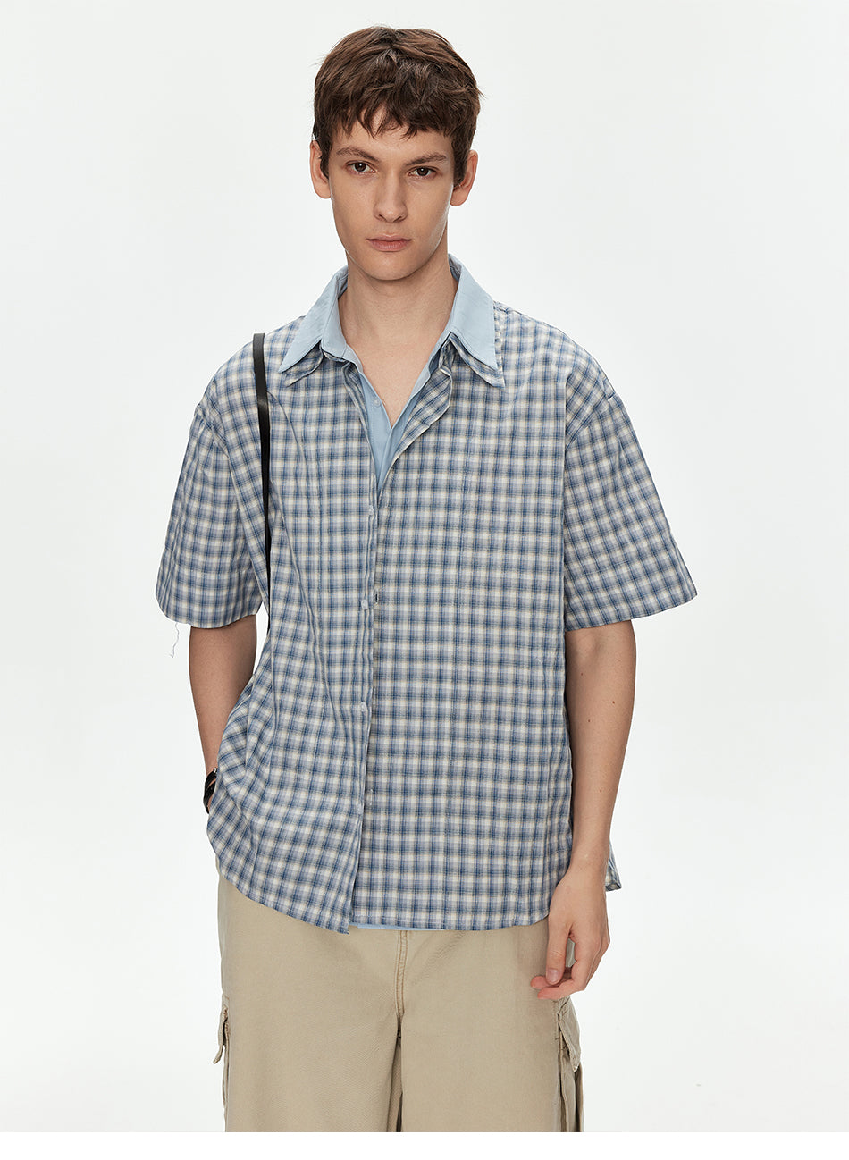 MADWITCH VINTAGE FAUX LAYER PLAID SHIRT #2756