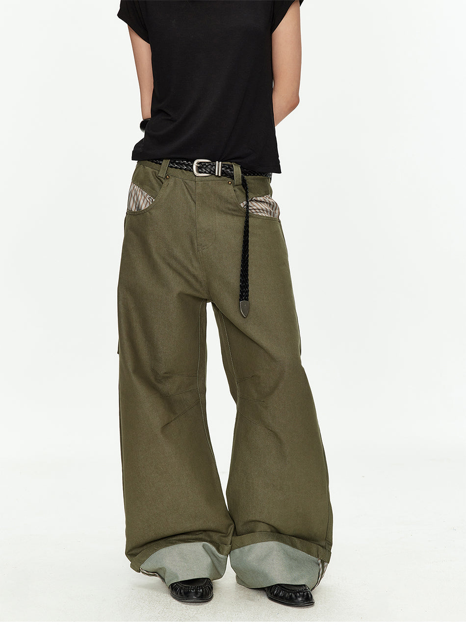 MADWITCH PLAID CARGO BAGGY PANTS #CK61007