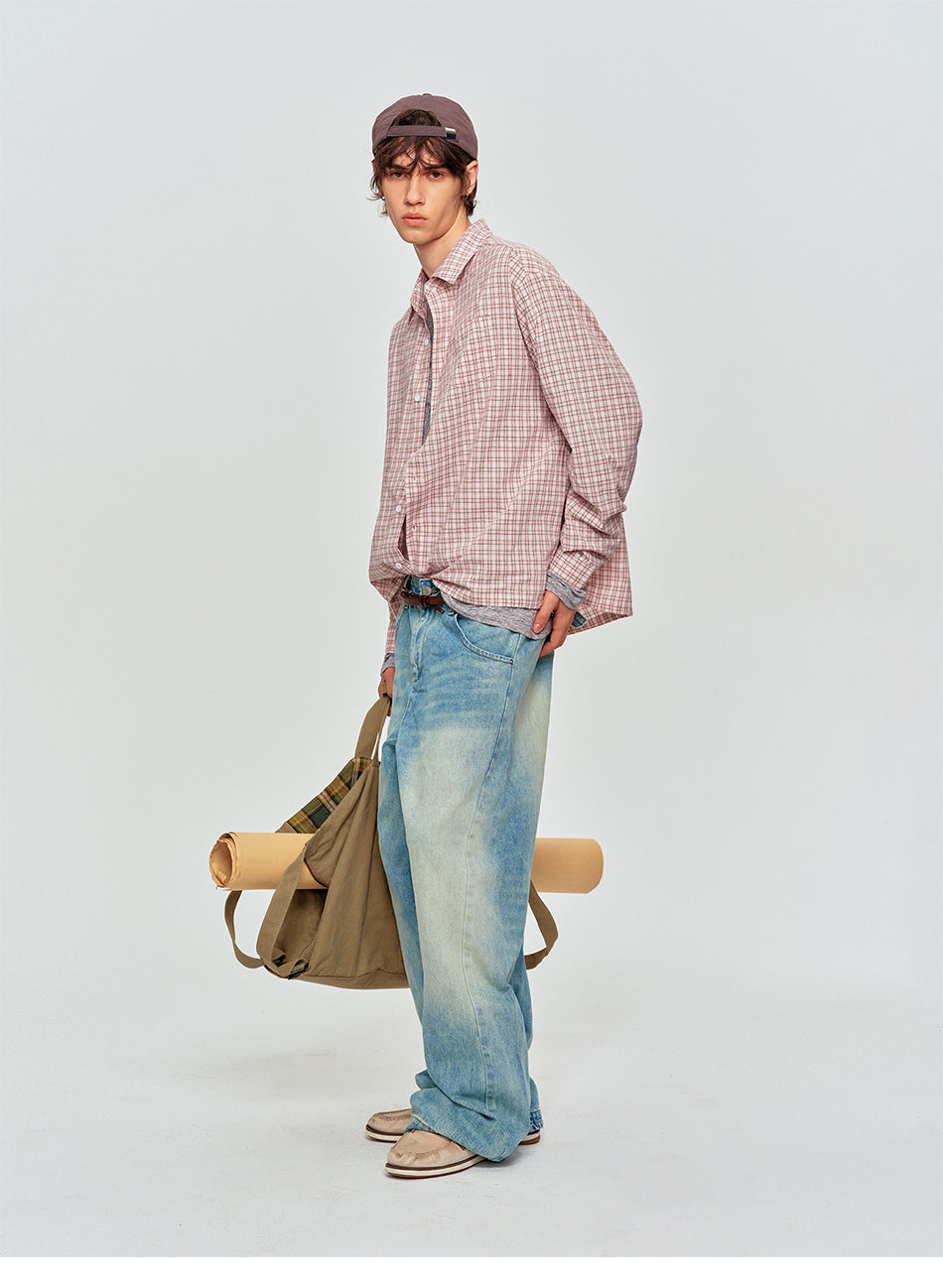 MADWITCH DRAWSTRING PLAID SHIRT #RC153