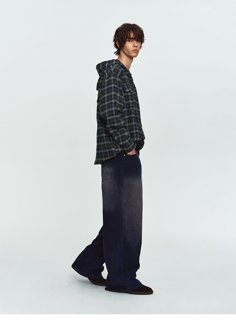 MADWITCH HOODED PLAID SHIRT JACKET #N2089