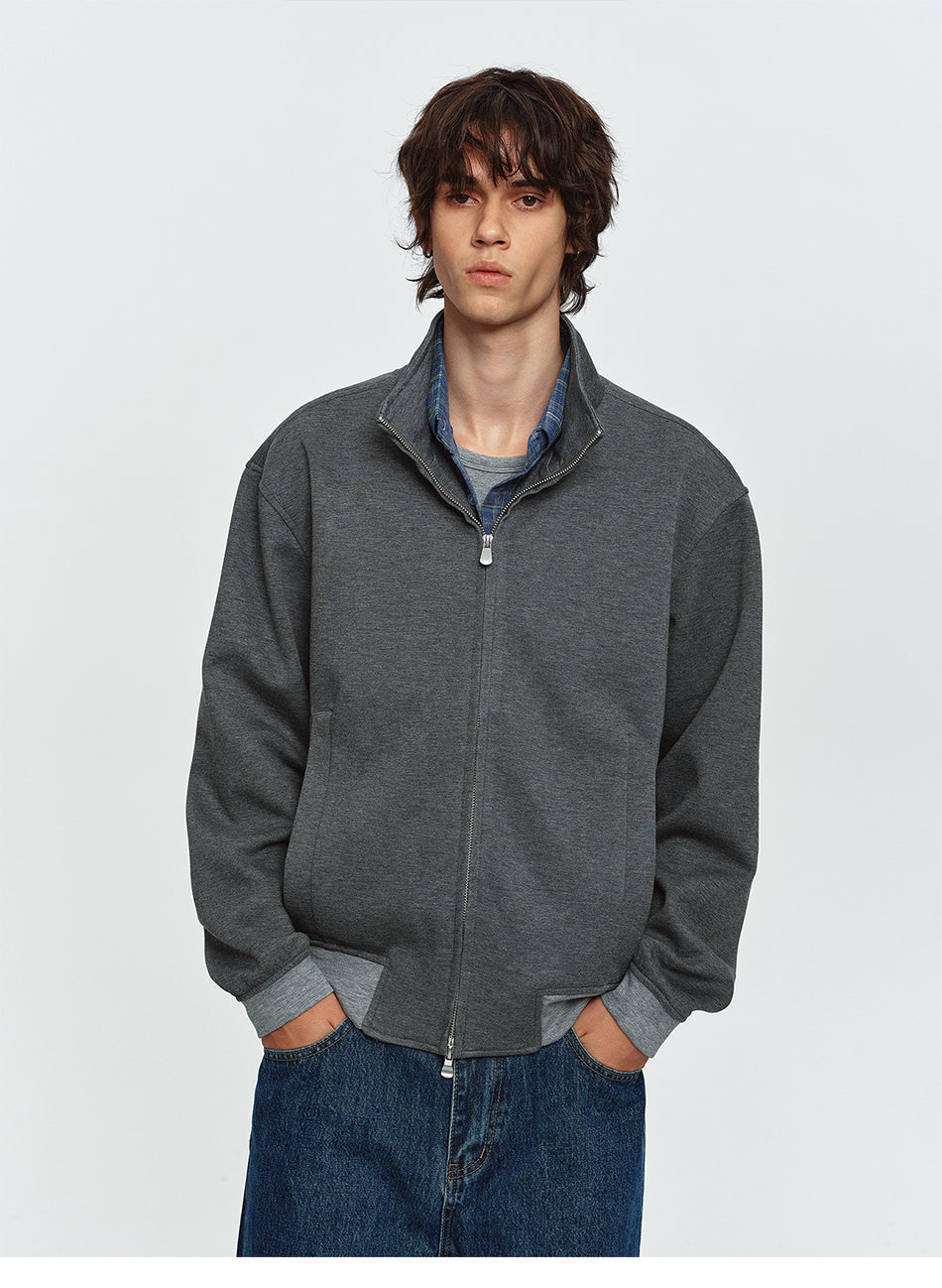 MADWITCH COLOR-BLOCK STAND-COLLAR RELAXED ZIP JACKET #AT605