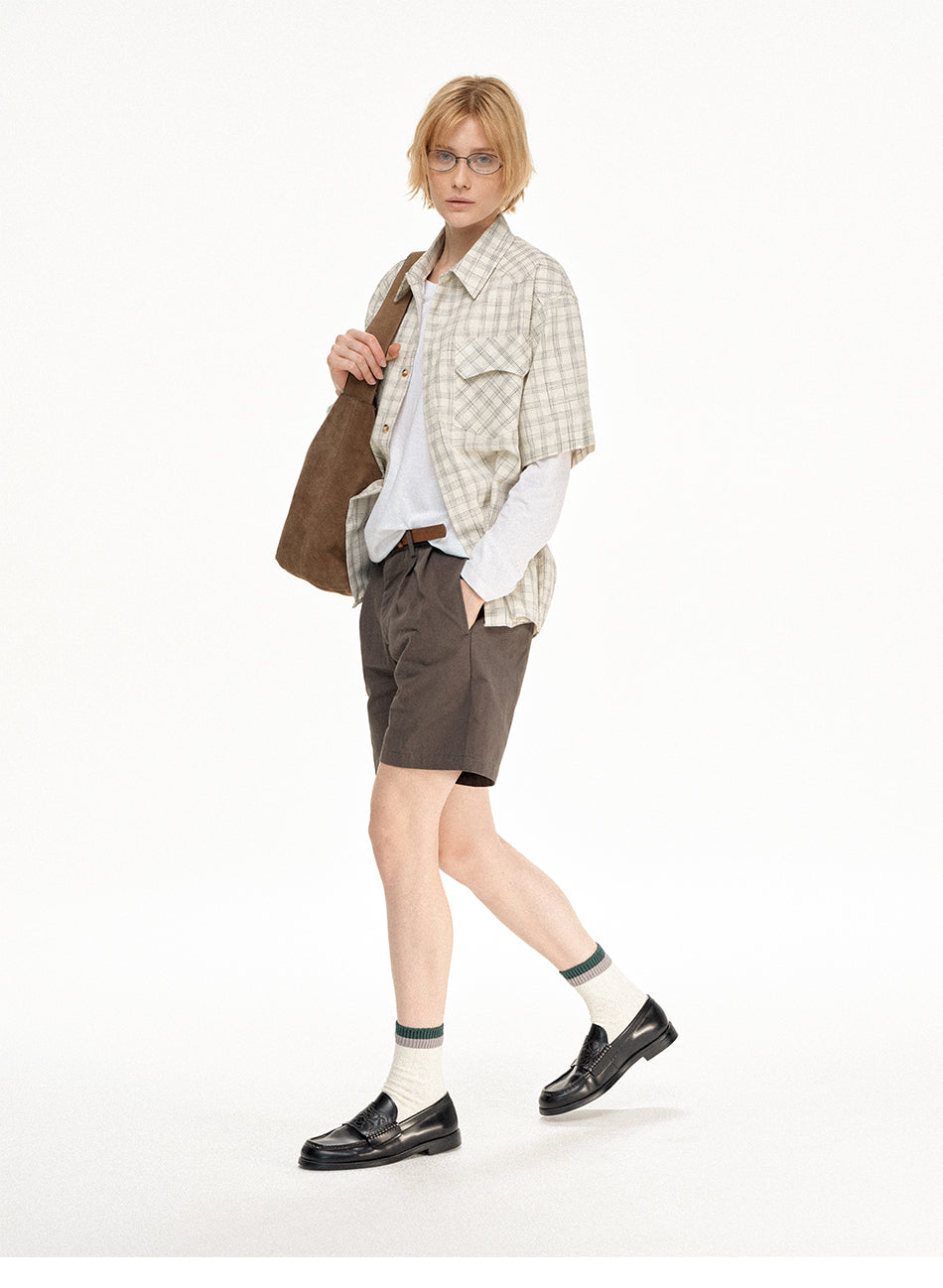MADWITCH RELAXED COLLAR PLAID SHIRT #991186