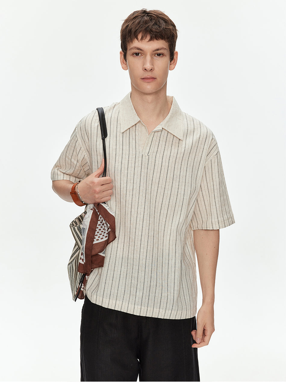 MADWITCH CUBA COLLAR STRIPE SHIRT #C2646C26