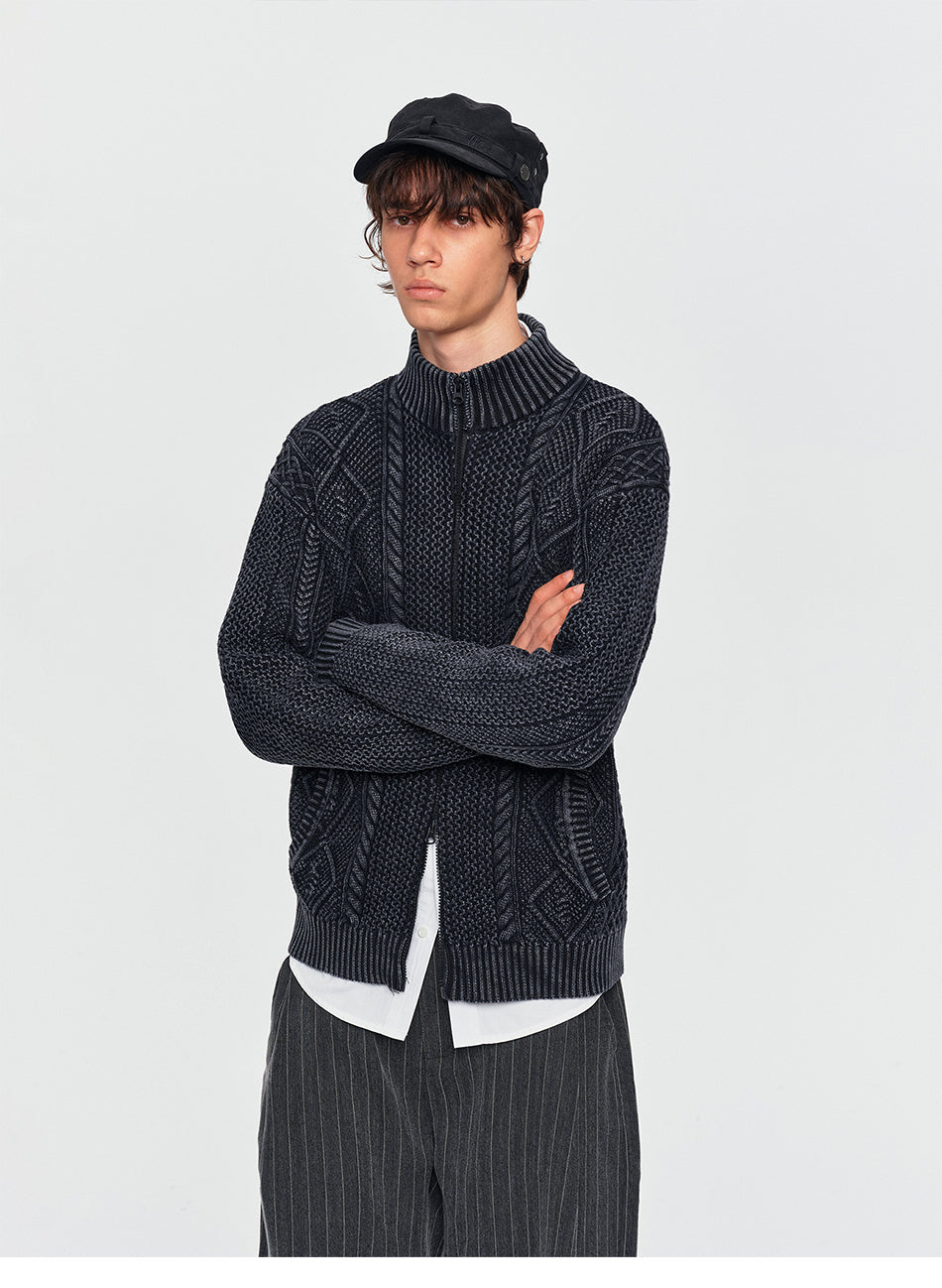 MADWITCH CABLE-KNIT ZIP-UP CARDIGAN #GPMYC022