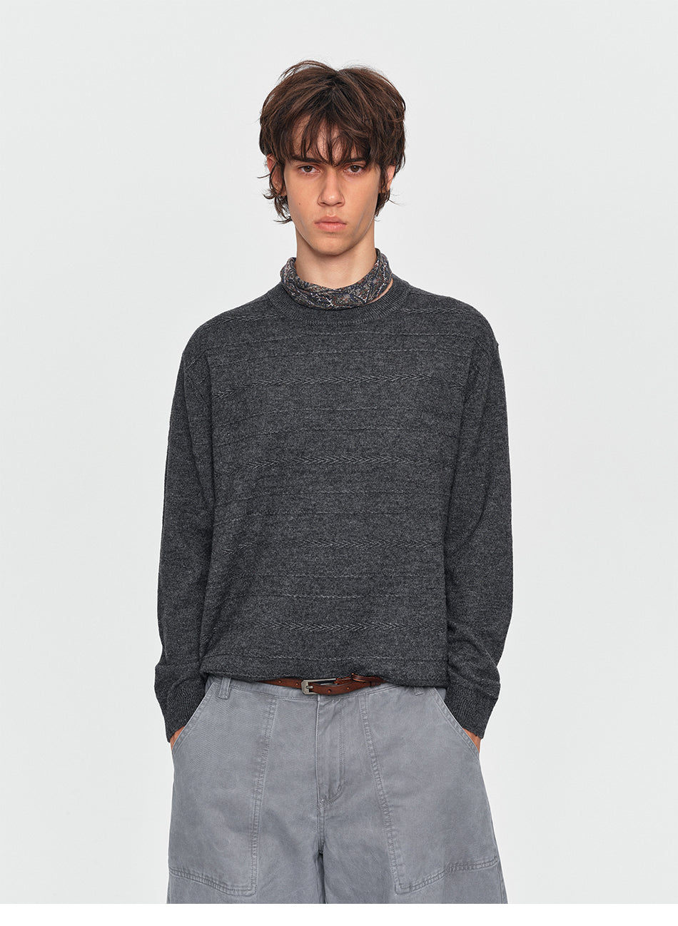 MADWITCH TEXTURED CREWNECK WOOL-BLEND SWEATER #32878