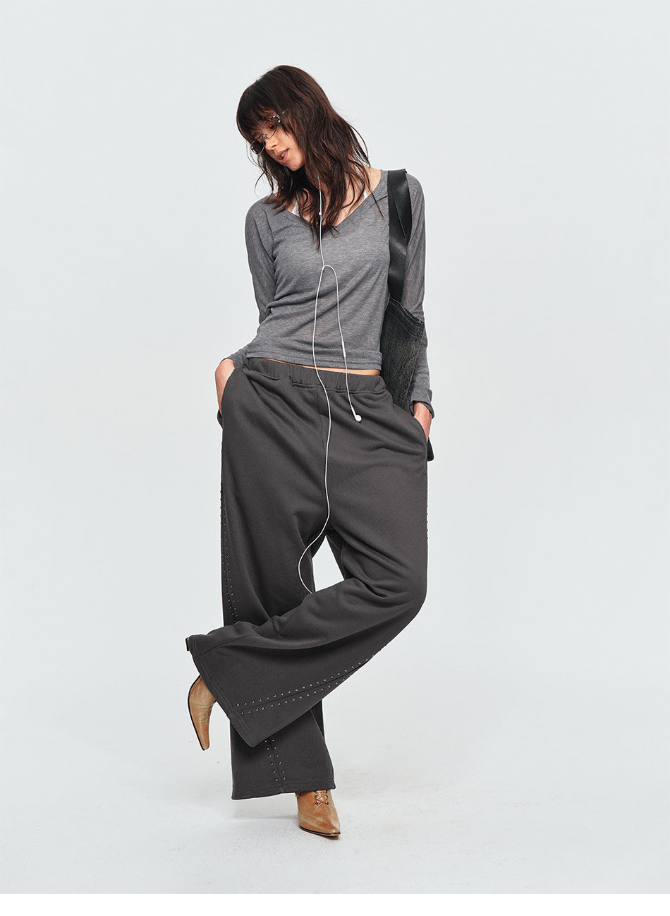 MADWITCH STUDDED WIDE-LEG SWEATPANTS #C1028