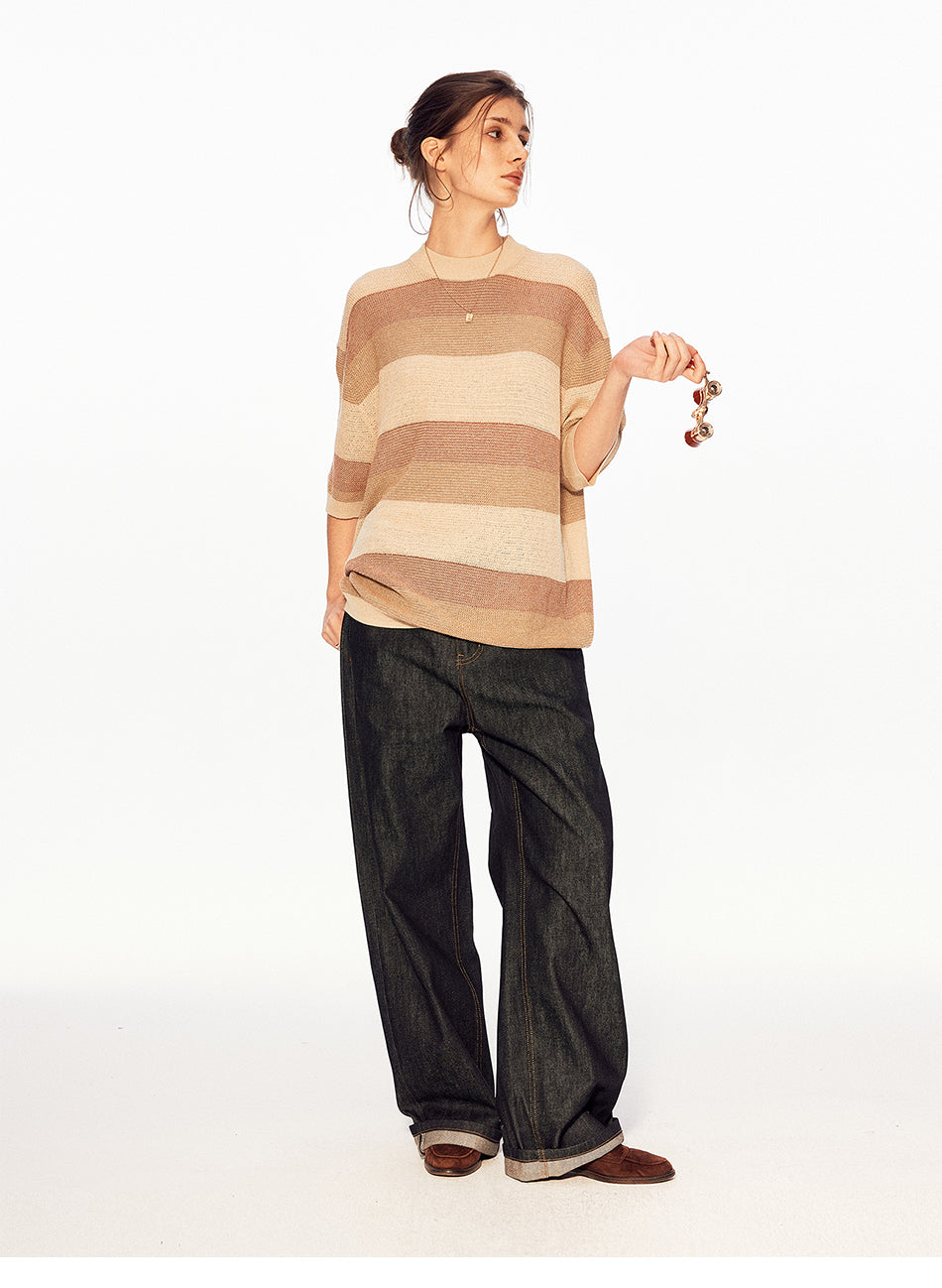 MADWITCH VINTAGE STRIPE QUARTER SLEEVE TEE #27509