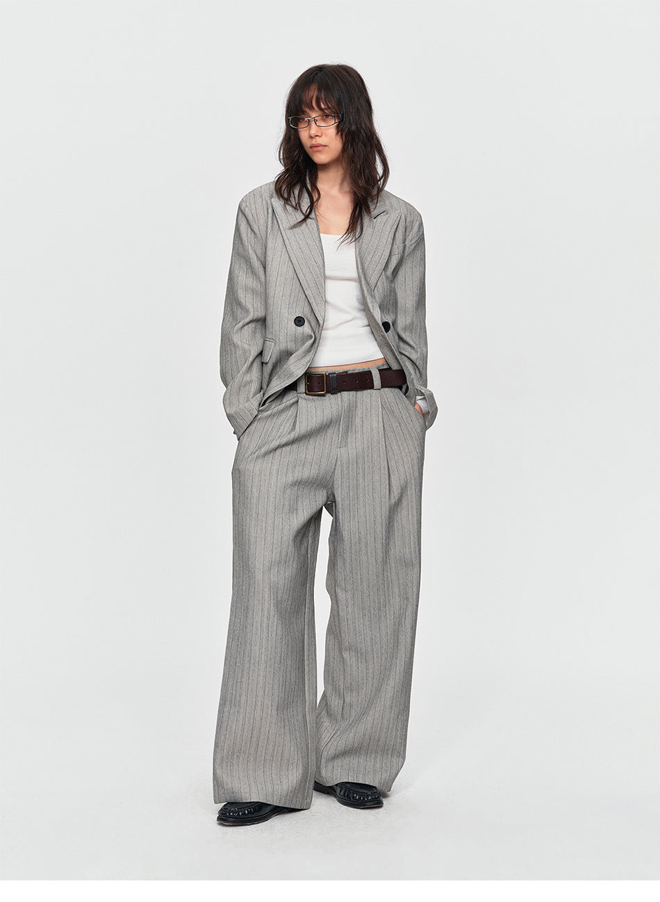 MADWITCH PINSTRIPE DOUBLE-BREASTED OVERSIZED BLAZER #AW26130