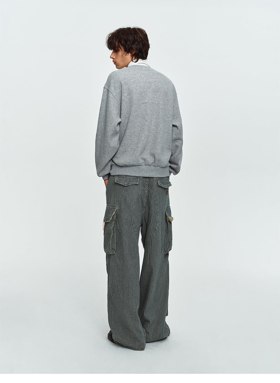 MADWITCH LAYERED HENLEY PREPPY RELAXED SWEATSHIRT #991508