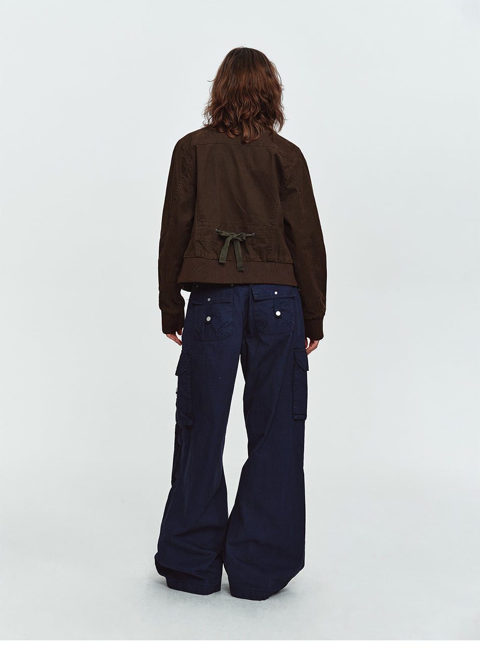 MADWITCH PLEATED MULTI-POCKET CURVED-LEG CARGO PANTS #6856