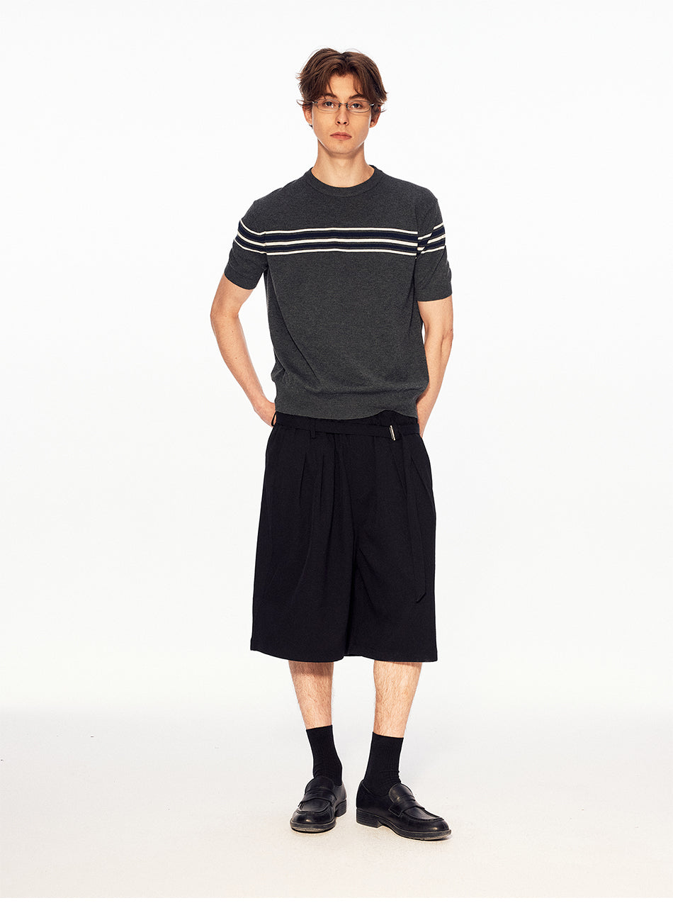 MADWITCH VINTAGE STRIPE ROUND NECK TEE #MD27494