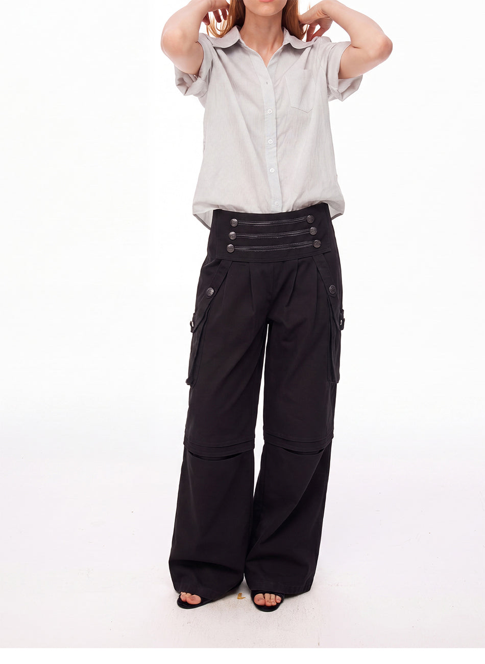 MADWITCH VINTAGE MULTI-BUTTON LAYERED CARGO PANTS #H6773-1