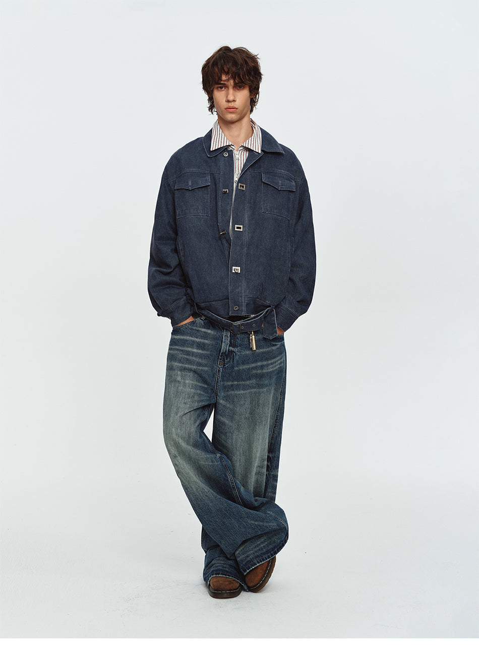 MADWITCH BELTED COLLARED UTILITY WORKWEAR JACKET #991505