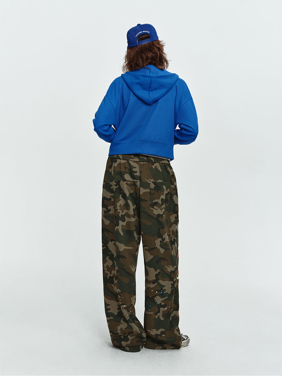 MADWITCH GRAFFITI CAMO-PRINT WIDE-LEG LOUNGE PANTS #C1062