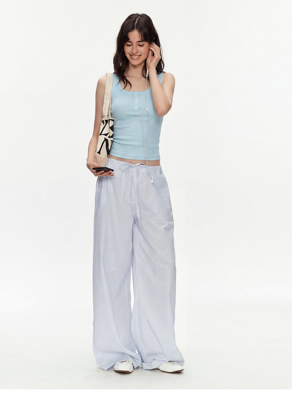MADWITCH MINIMALIST U-NECK CROPPED RIBBED TANK TOP #C2026329