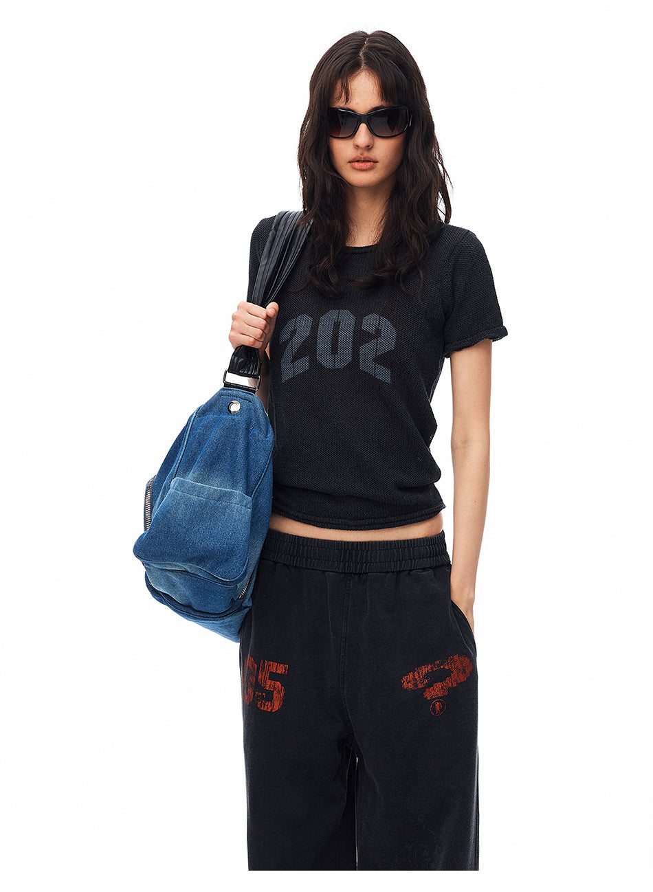 MADWITCH VINTAGE WASHED DISTRESSED KNIT SHORT-SLEEVE T-SHIRT #MYC020