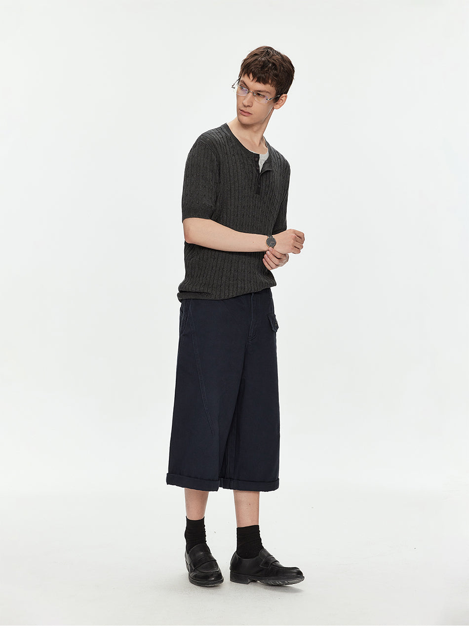 MADWITCH VINTAGE LYOCELL HENLEY KNIT SHIRT #AW26817