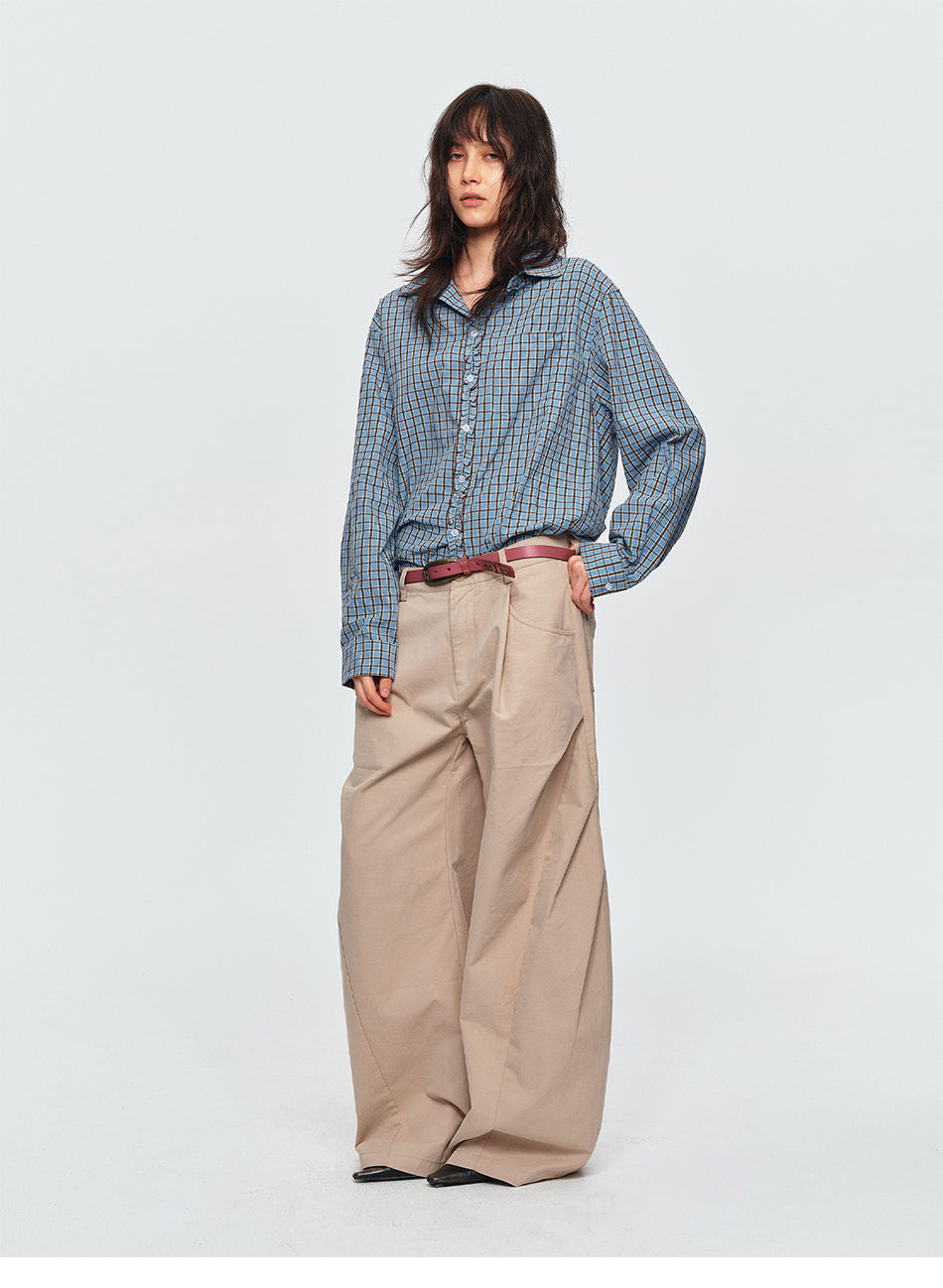MADWITCH RUCHED PLACKET PLAID SHIRT #26090