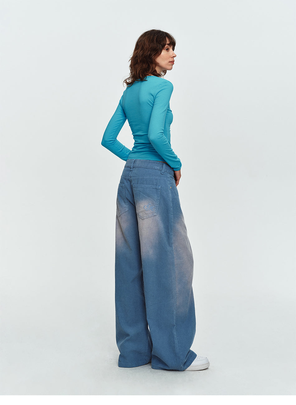MADWITCH GRADIENT WASHED CORDUROY WIDE-LEG JEANS #G60130