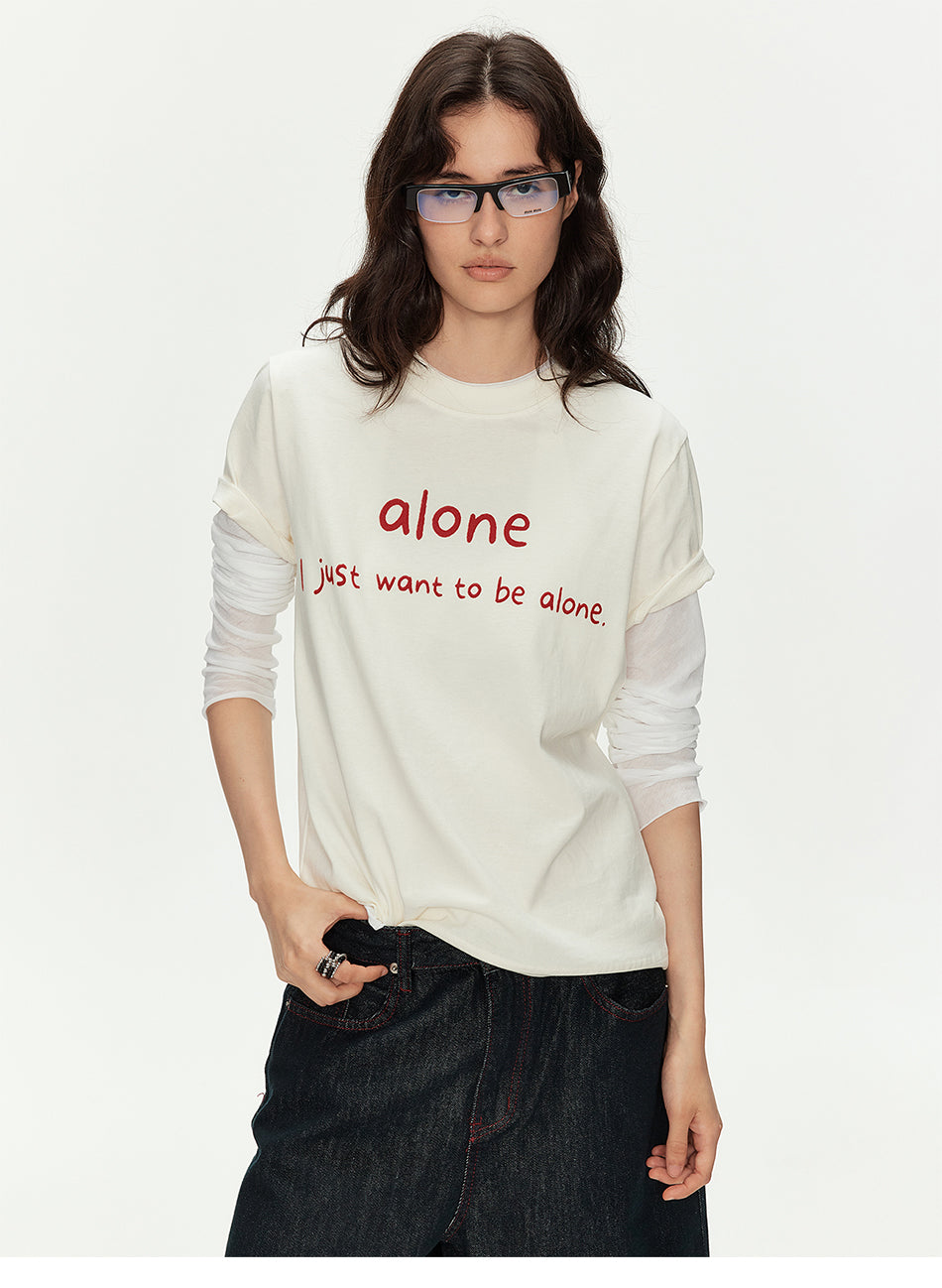 MADWITCH LETTER PRINT COUPLE TEE #MD4330