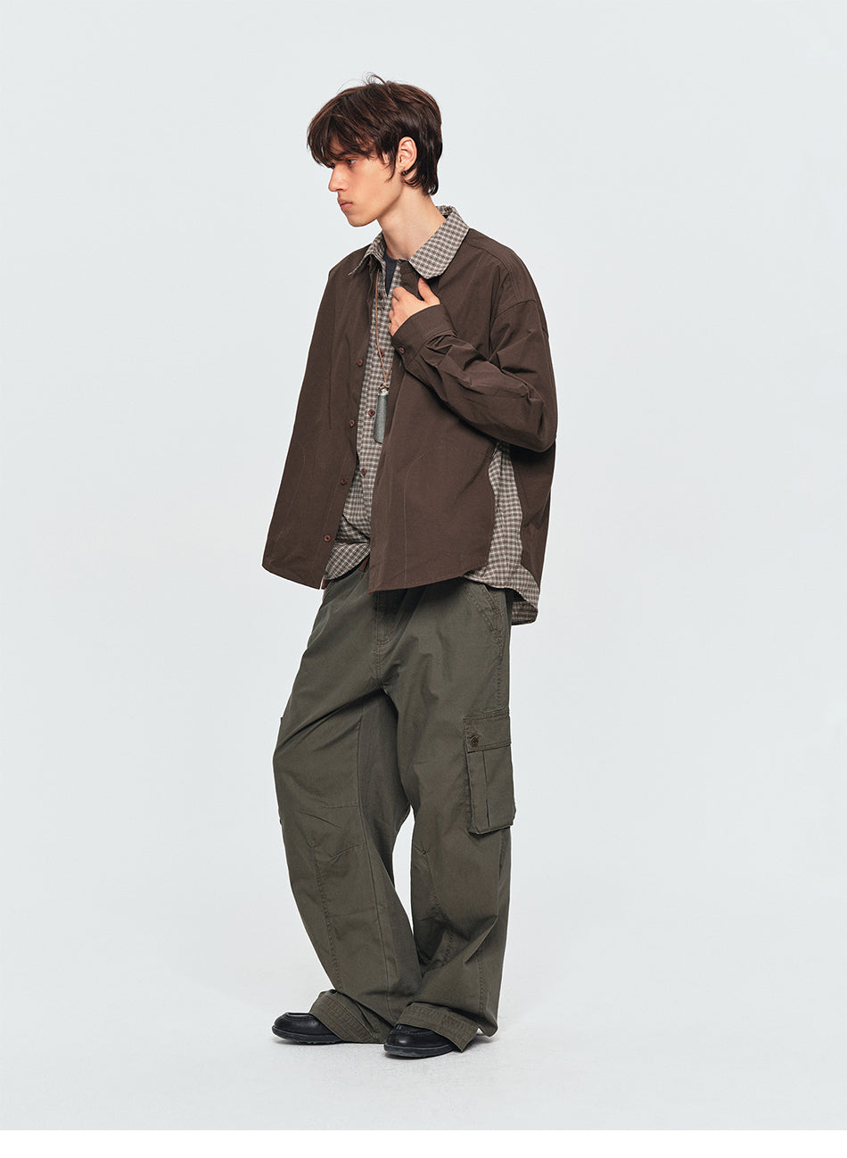 MADWITCH LAYERED PLAID OVERSIZED SHIRT #991513