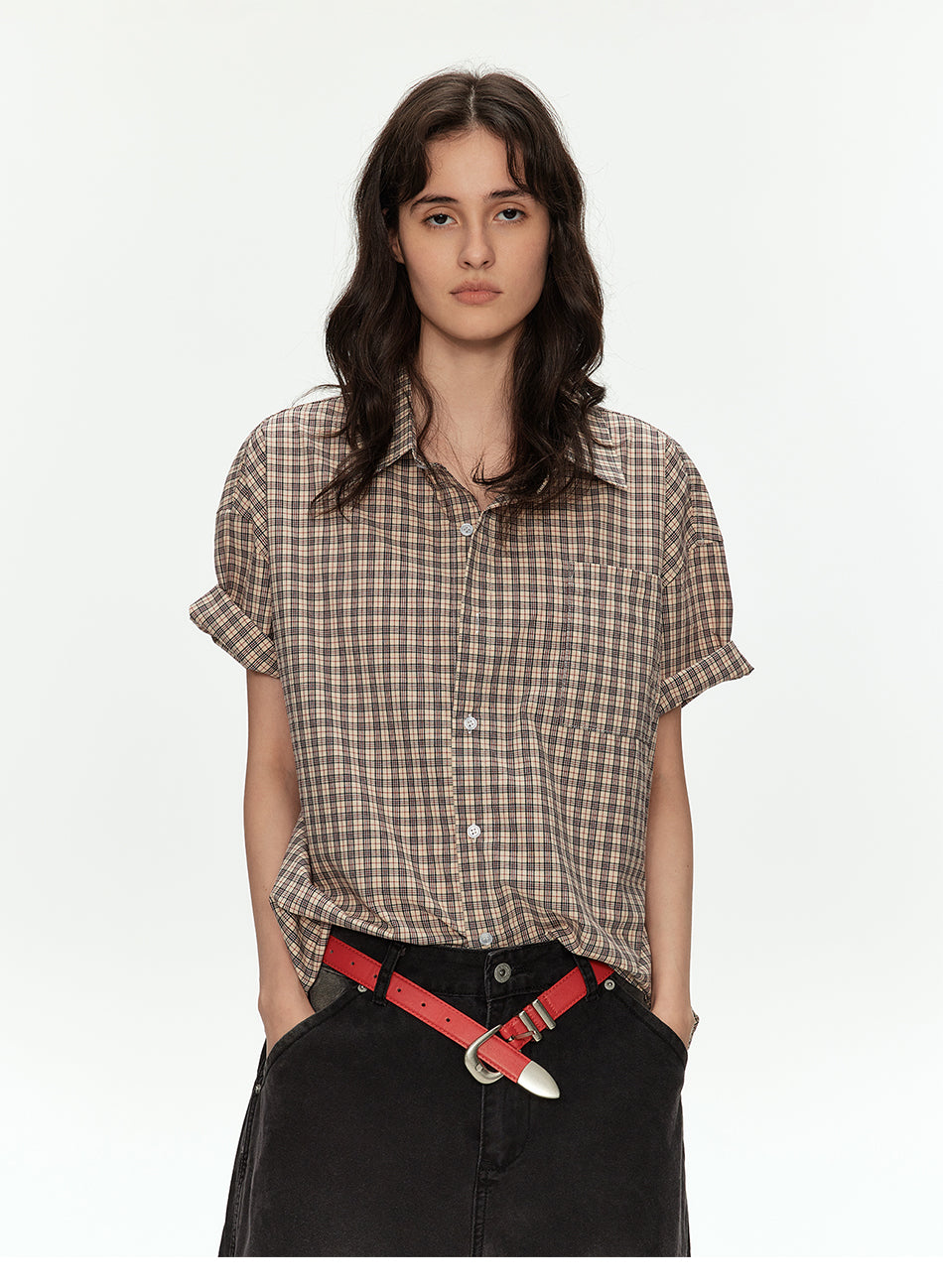 MADWITCH VINTAGE PLAID RELAXED SHIRT #B105