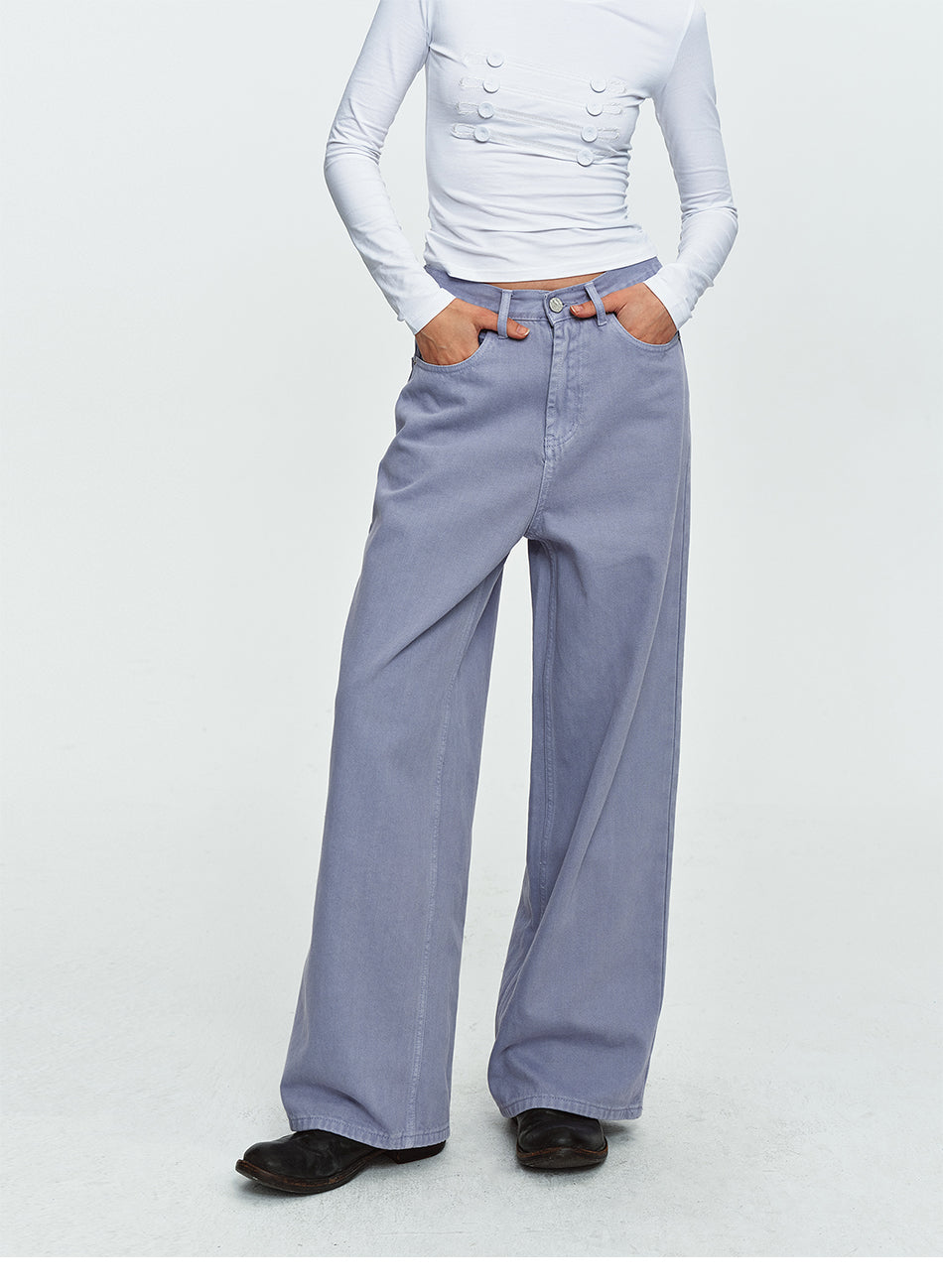 MADWITCH LAVENDER-WASH WIDE-LEG JEANS #A646
