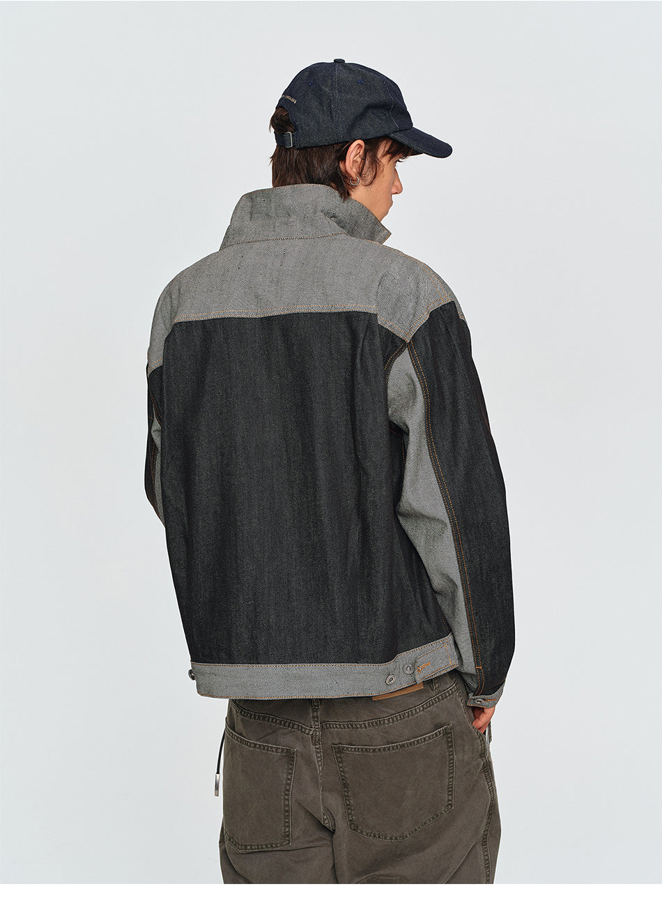 MADWITCH CONTRAST-COLLAR DUAL-POCKET CROPPED DENIM JACKET #2606WT3023