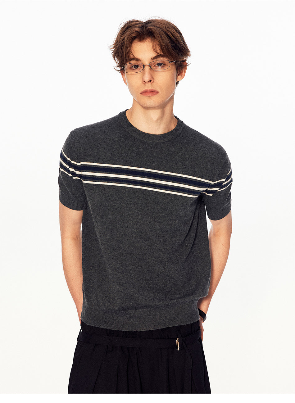 MADWITCH VINTAGE STRIPE ROUND NECK TEE #MD27494