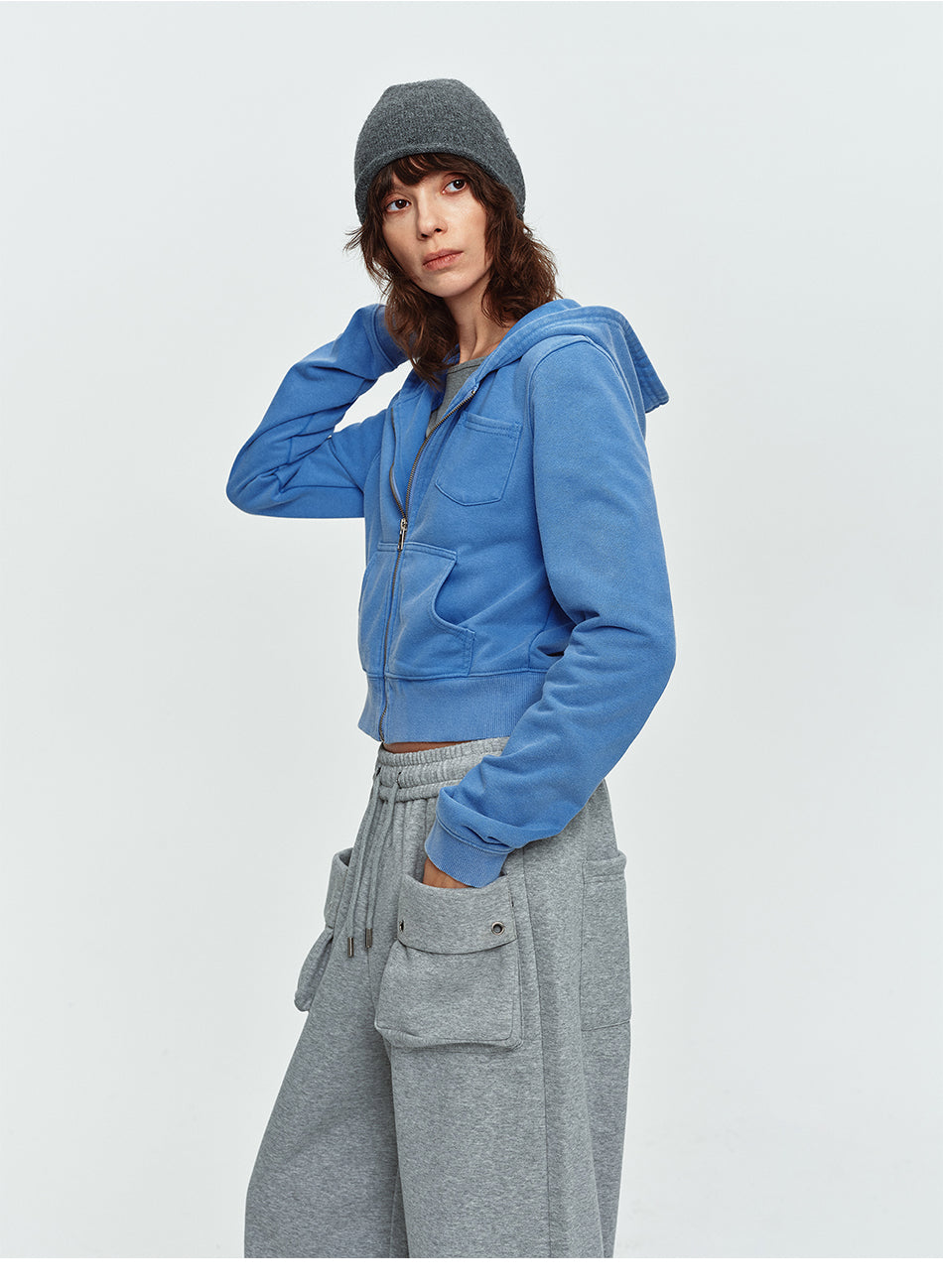 MADWITCH WASHED CROPPED ZIP HOODIE #2026712