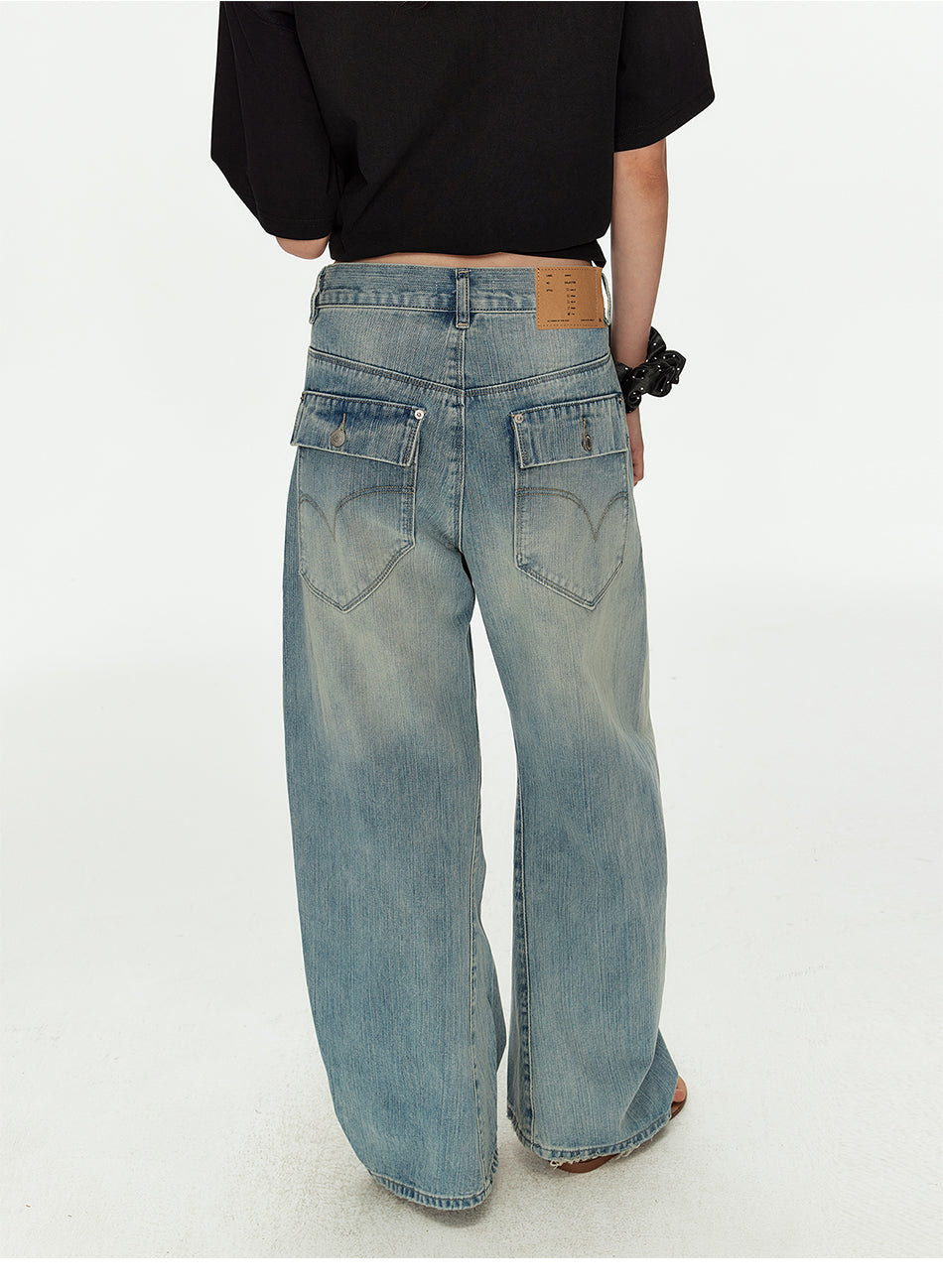 MADWITCH VINTAGE WASHED CURVED JEANS #CK9825