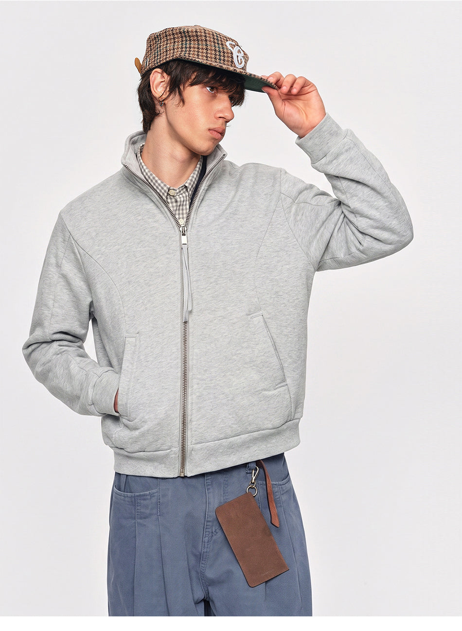 MADWITCH PANEL-CUT STAND-COLLAR ZIP CARDIGAN #2606WT5107