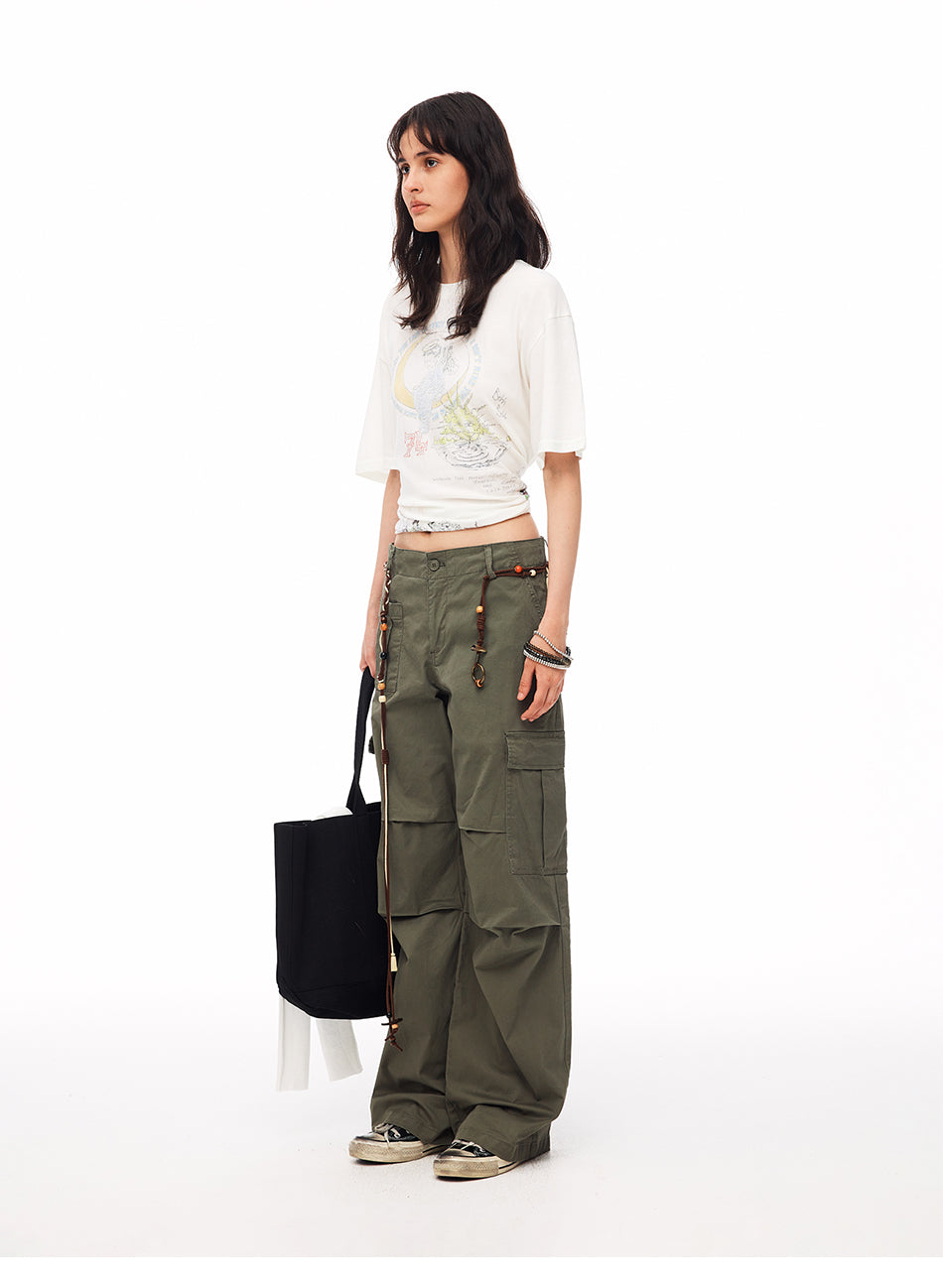 MADWITCH VINTAGE MULTI-POCKET PARACHUTE CARGO PANTS #CN61052