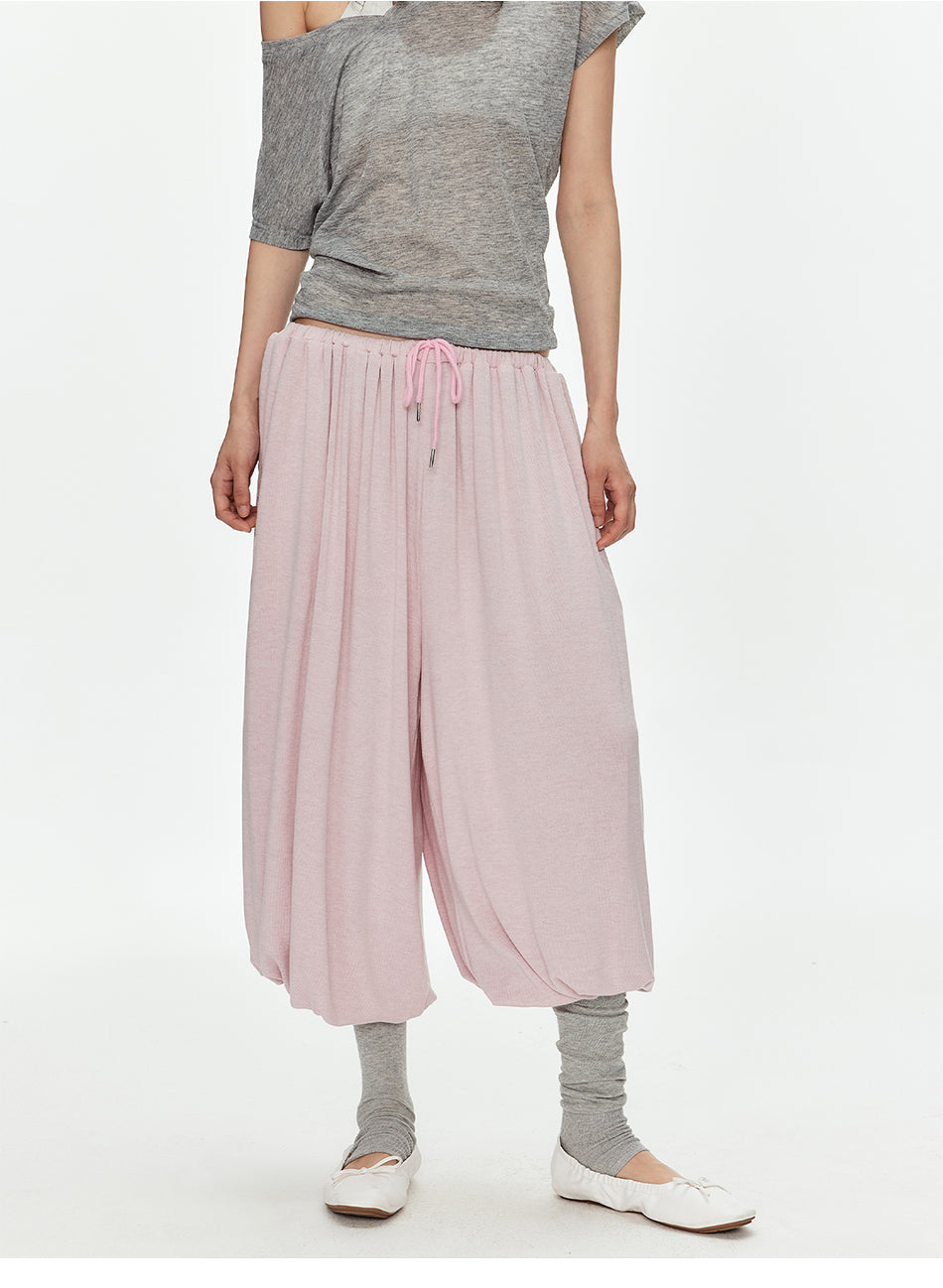 MADWITCH DRAWSTRING KNIT COZY LANTERN PANTS #8708