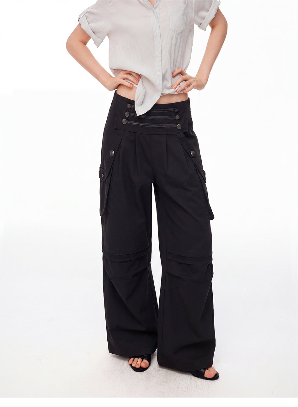 MADWITCH VINTAGE MULTI-BUTTON LAYERED CARGO PANTS #H6773-1