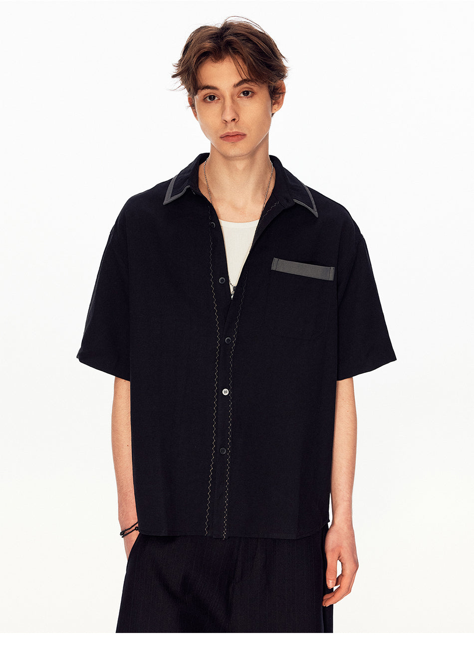 MADWITCH COLORBLOCK LINEN POCKET SHIRT #880822