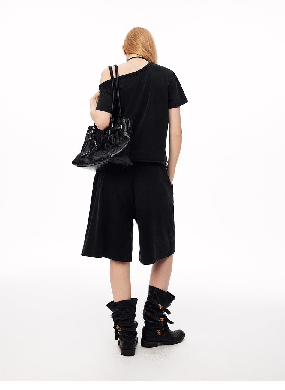 MADWITCH ASYMMETRIC OFF-SHOULDER SHIRT & CAPRI SET #C2026361 & C2026360