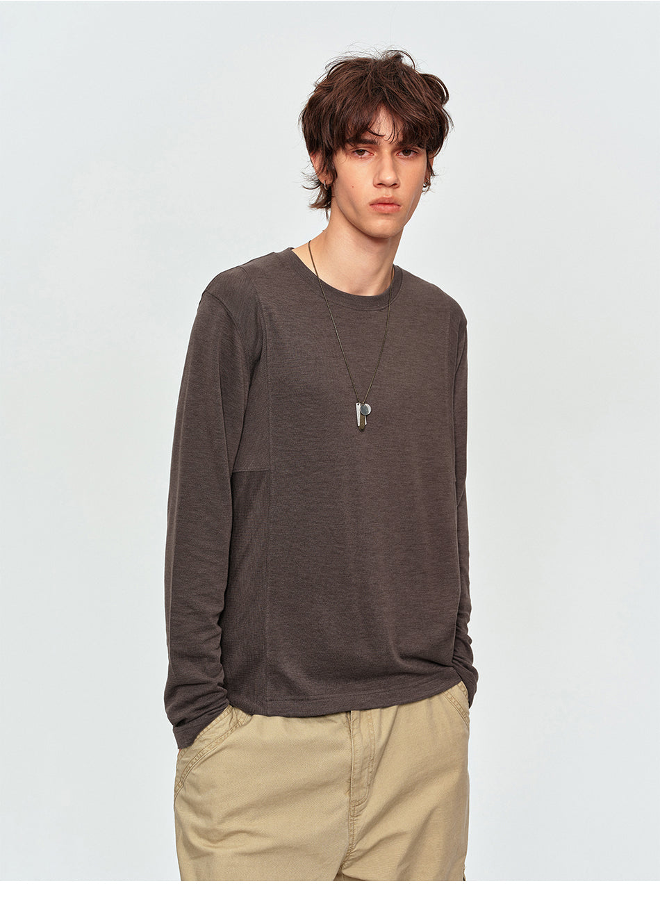 MADWITCH PANEL-CUT TEXTURED CREWNECK T-SHIRT #2605TX7056